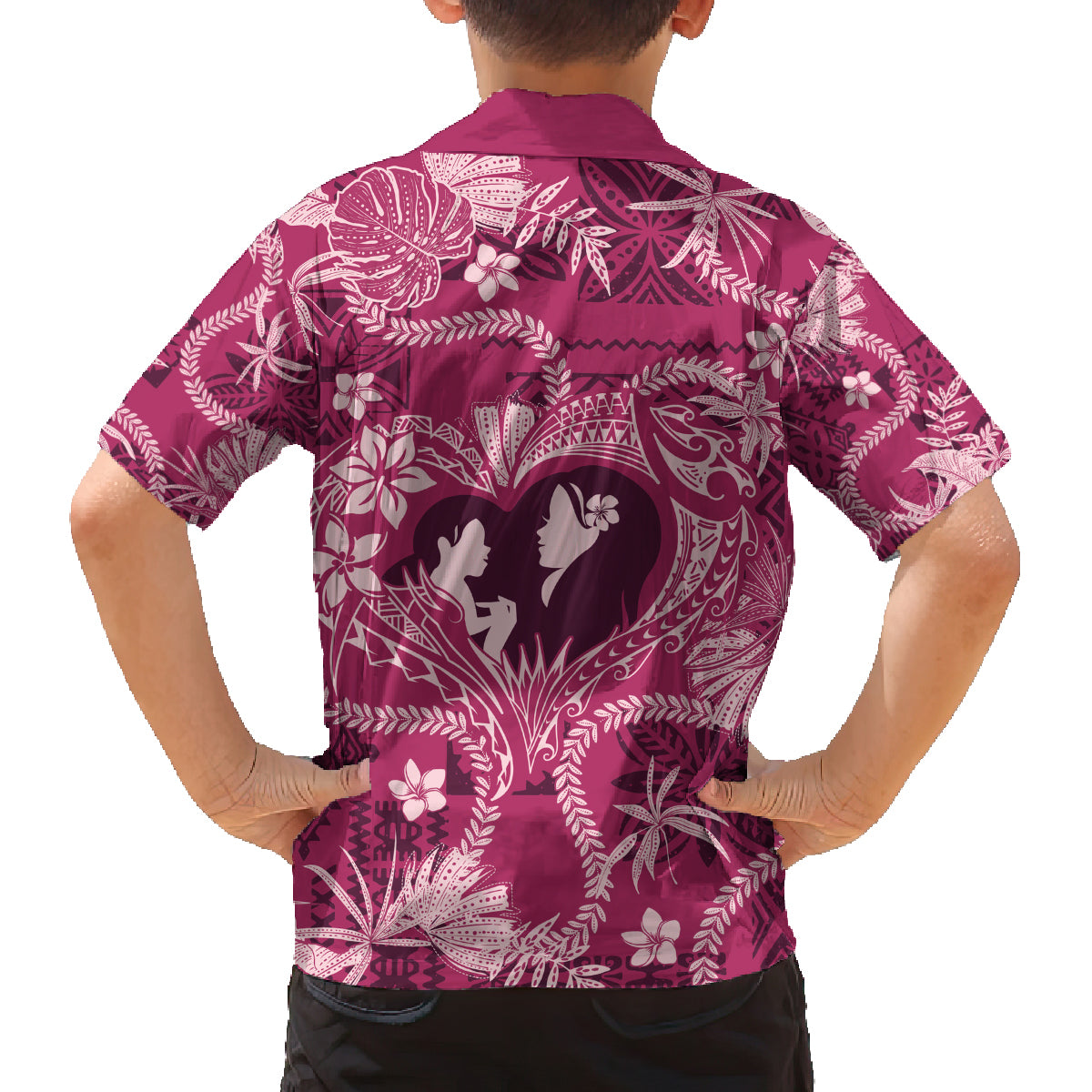 Hawaii Plumeria Family Matching Off Shoulder Maxi Dress and Hawaiian Shirt Hau'oli la Makuahine Rosy LT7 - Polynesian Pride