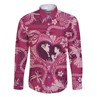Hawaii Plumeria Family Matching Summer Maxi Dress and Hawaiian Shirt Hau'oli la Makuahine Rosy LT7 Dad's Shirt - Long Sleeve Pink - Polynesian Pride