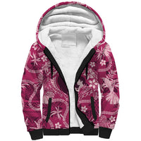 Hawaii Plumeria Sherpa Hoodie Hau'oli la Makuahine Rosy LT7 Unisex Pink - Polynesian Pride