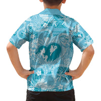 Hawaii Plumeria Family Matching Tank Maxi Dress and Hawaiian Shirt Hau'oli la Makuahine Turquoise LT7 - Polynesian Pride
