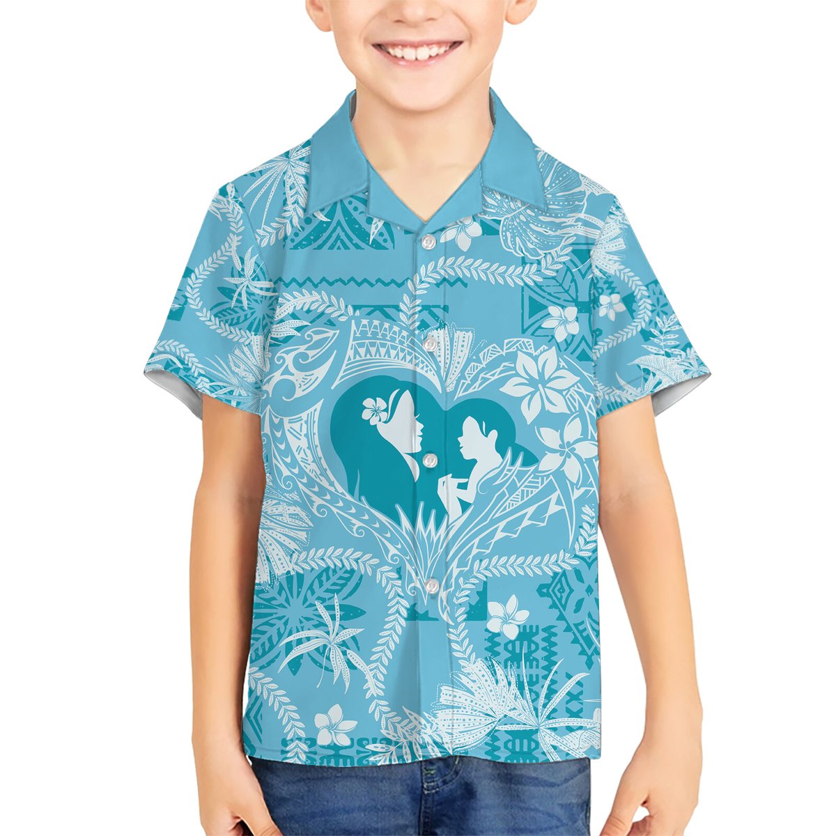 Hawaii Plumeria Hawaiian Shirt Hau'oli la Makuahine Turquoise LT7 - Polynesian Pride