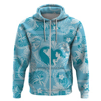 Hawaii Plumeria Hoodie Hau'oli la Makuahine Turquoise LT7 Zip Hoodie Turquoise - Polynesian Pride