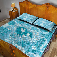 Hawaii Plumeria Quilt Bed Set Hau'oli la Makuahine Turquoise LT7 - Polynesian Pride