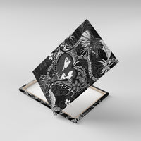 Hawaii Plumeria Canvas Wall Art Hau'oli la Makuahine Monochrome LT7 With Frame Black - Polynesian Pride