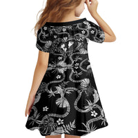 Hawaii Plumeria Kid Short Sleeve Dress Hau'oli la Makuahine Monochrome LT7 - Polynesian Pride