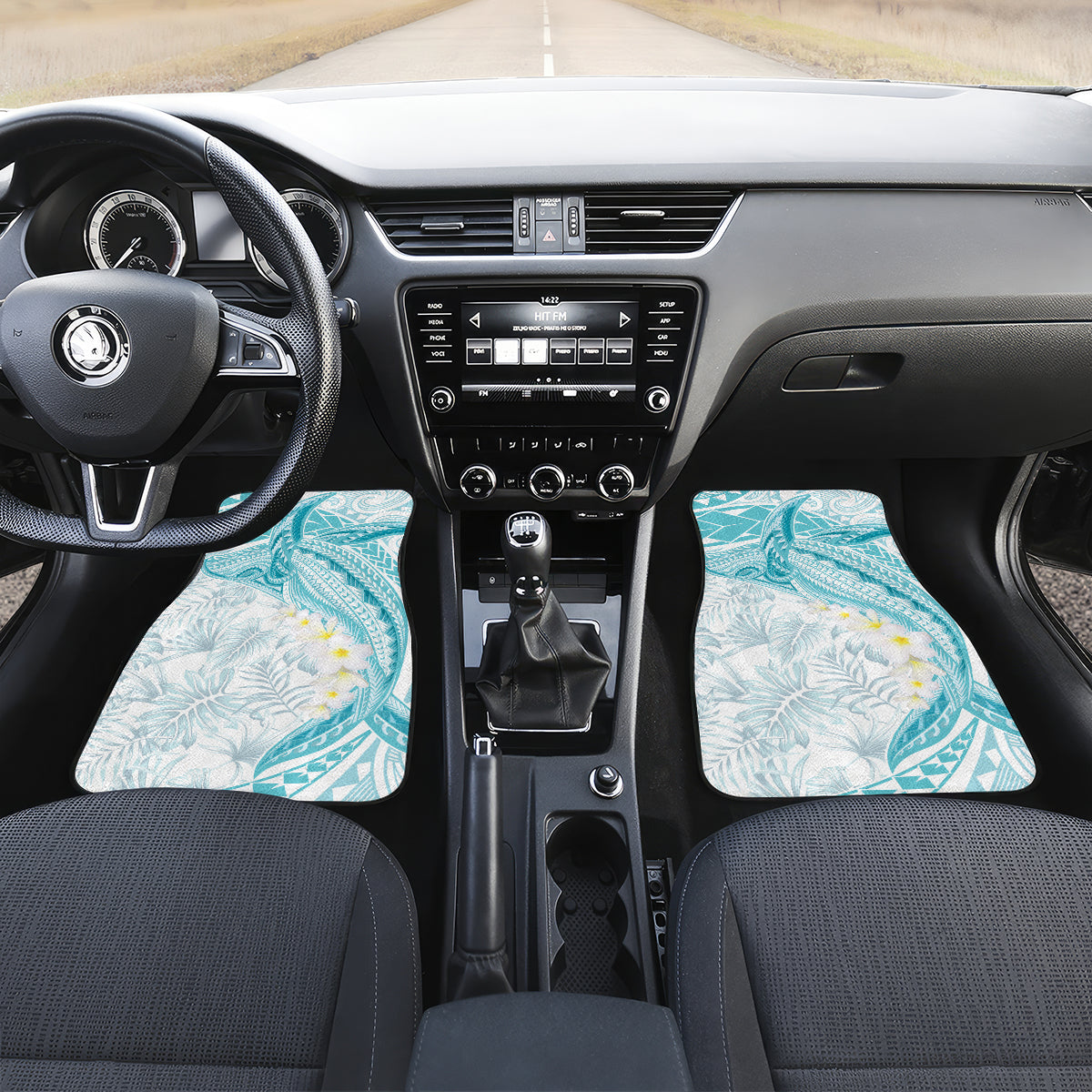 Polynesia Humpback Whale Car Mats Tropical Plumeria Turquoise