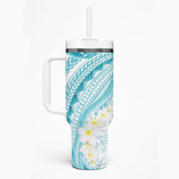 Polynesia Humpback Whale Tumbler With Handle Tropical Plumeria Turquoise LT7 - Polynesian Pride