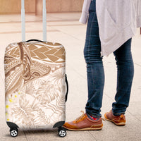 Polynesia Humpback Whale Luggage Cover Tropical Plumeria Beige