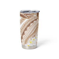 Polynesia Humpback Whale Tumbler Cup Tropical Plumeria Beige