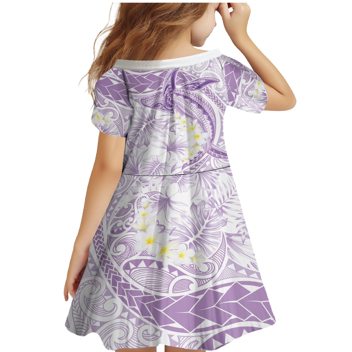 Polynesia Humpback Whale Family Matching Mermaid Dress and Hawaiian Shirt Tropical Plumeria Lavender