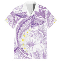 Polynesia Humpback Whale Family Matching Off The Shoulder Long Sleeve Dress and Hawaiian Shirt Tropical Plumeria Lavender LT7 Dad's Shirt - Short Sleeve Lavender - Polynesian Pride