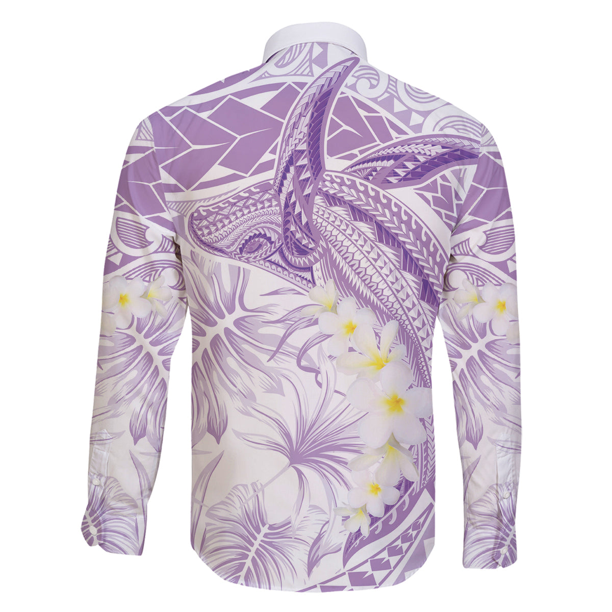 Polynesia Humpback Whale Family Matching Off The Shoulder Long Sleeve Dress and Hawaiian Shirt Tropical Plumeria Lavender LT7 - Polynesian Pride