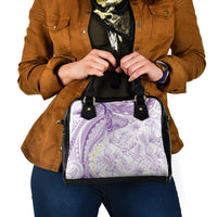 Polynesia Humpback Whale Shoulder Handbag Tropical Plumeria Lavender