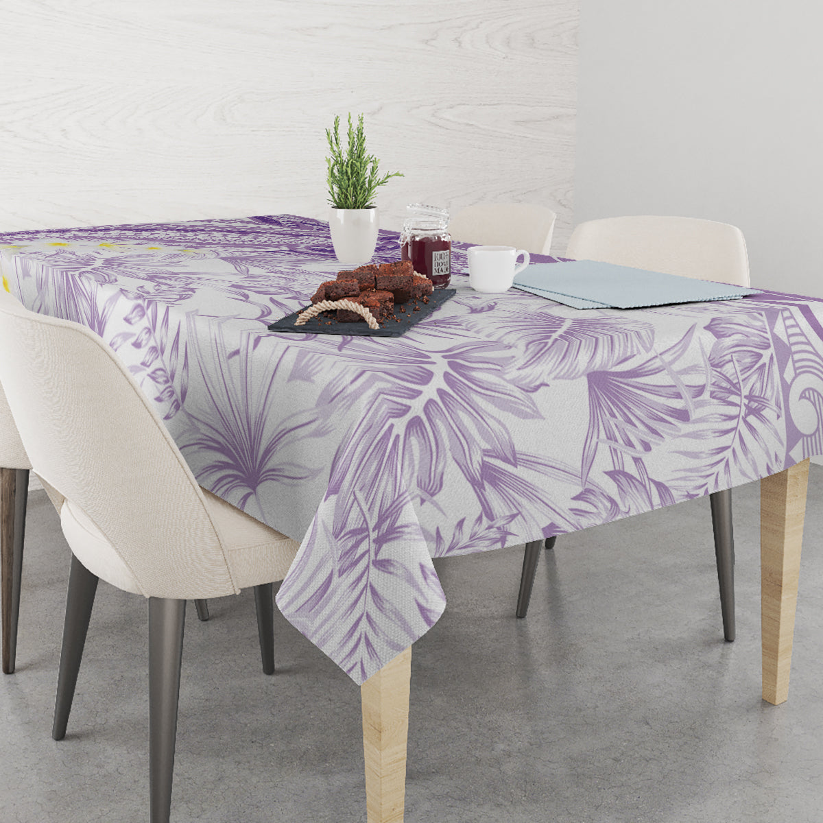Polynesia Humpback Whale Tablecloth Tropical Plumeria Lavender