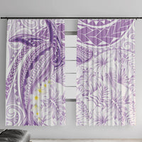 Polynesia Humpback Whale Window Curtain Tropical Plumeria Lavender