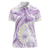 Polynesia Humpback Whale Women Polo Shirt Tropical Plumeria Lavender
