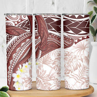 Polynesia Humpback Whale Skinny Tumbler Tropical Plumeria Oxblood