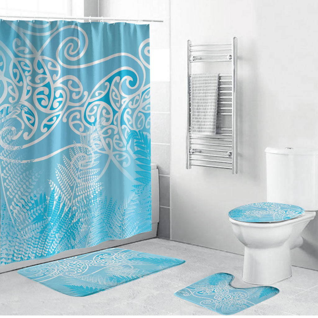 Aotearoa Maori Koru Curves Bathroom Set Silver Ferns - Turquoise
