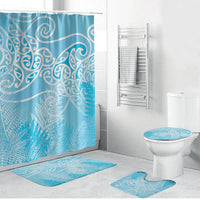 Aotearoa Maori Koru Curves Bathroom Set Silver Ferns - Turquoise