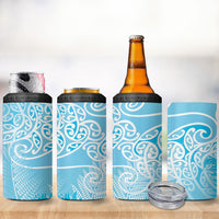 Aotearoa Maori Koru Curves 4 in 1 Can Cooler Tumbler Silver Ferns - Turquoise