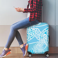 Aotearoa Maori Koru Curves Luggage Cover Silver Ferns - Turquoise