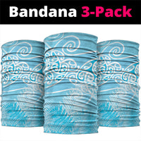 Aotearoa Maori Koru Curves Neck Gaiter Silver Ferns - Turquoise