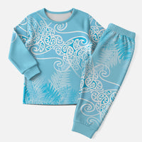 Aotearoa Maori Koru Curves Christmas Pajama Set Silver Ferns - Turquoise LT7 Men Turquoise - Polynesian Pride