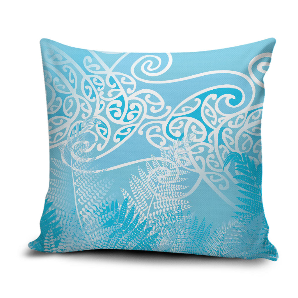 Aotearoa Maori Koru Curves Pillow Cover Silver Ferns - Turquoise LT7 Turquoise - Polynesian Pride