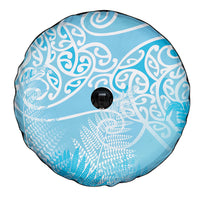 Aotearoa Maori Koru Curves Spare Tire Cover Silver Ferns - Turquoise