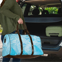 Aotearoa Maori Koru Curves Travel Bag Silver Ferns - Turquoise