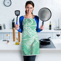 Aotearoa Maori Koru Curves Apron Silver Ferns - Mint