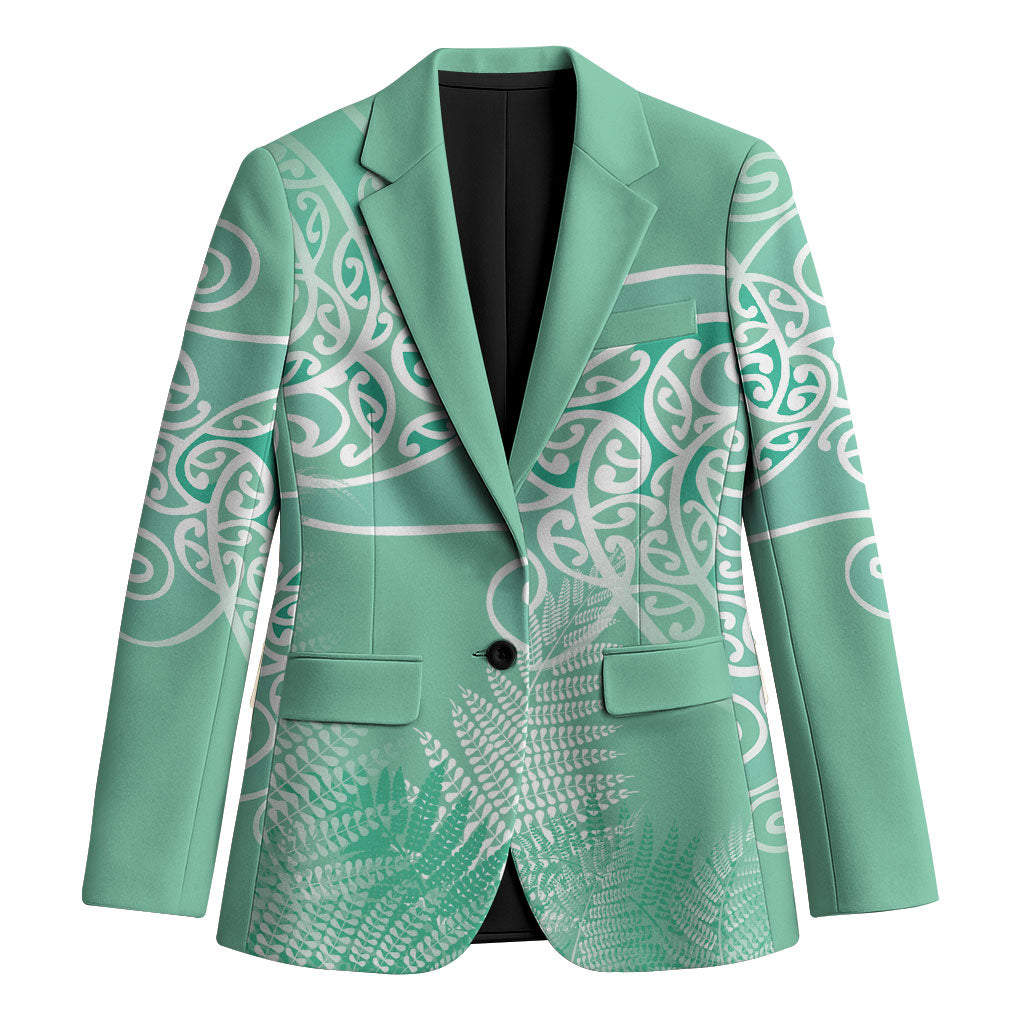 Aotearoa Maori Koru Curves Blazer Silver Ferns - Mint