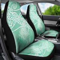 Aotearoa Maori Koru Curves Car Seat Cover Silver Ferns - Mint
