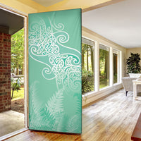Aotearoa Maori Koru Curves Door Cover Silver Ferns - Mint