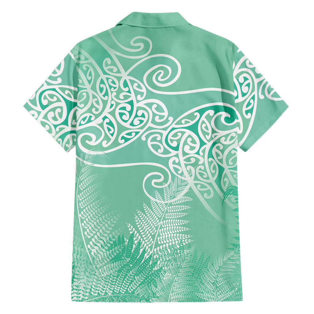 Aotearoa Maori Koru Curves Family Matching Mermaid Dress and Hawaiian Shirt Silver Ferns - Mint LT7 - Polynesian Pride