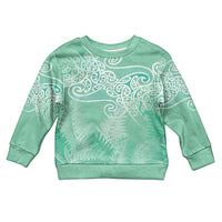 Aotearoa Maori Koru Curves Kid Ugly Christmas Sweater Silver Ferns - Mint LT7 Kid Mint Green - Polynesian Pride