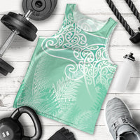 Aotearoa Maori Koru Curves Men Tank Top Silver Ferns - Mint