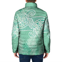 Aotearoa Maori Koru Curves Padded Jacket Silver Ferns - Mint