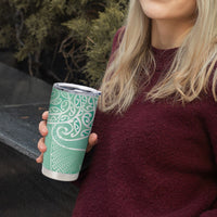 Aotearoa Maori Koru Curves Tumbler Cup Silver Ferns - Mint
