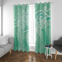 Aotearoa Maori Koru Curves Window Curtain Silver Ferns - Mint