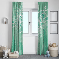 Aotearoa Maori Koru Curves Window Curtain Silver Ferns - Mint
