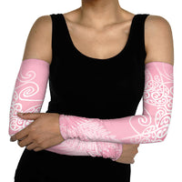Aotearoa Maori Koru Curves Arm Sleeves Silver Ferns - Rose Pink