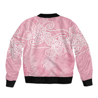 Aotearoa Maori Koru Curves Bomber Jacket Silver Ferns - Rose Pink