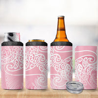 Aotearoa Maori Koru Curves 4 in 1 Can Cooler Tumbler Silver Ferns - Rose Pink