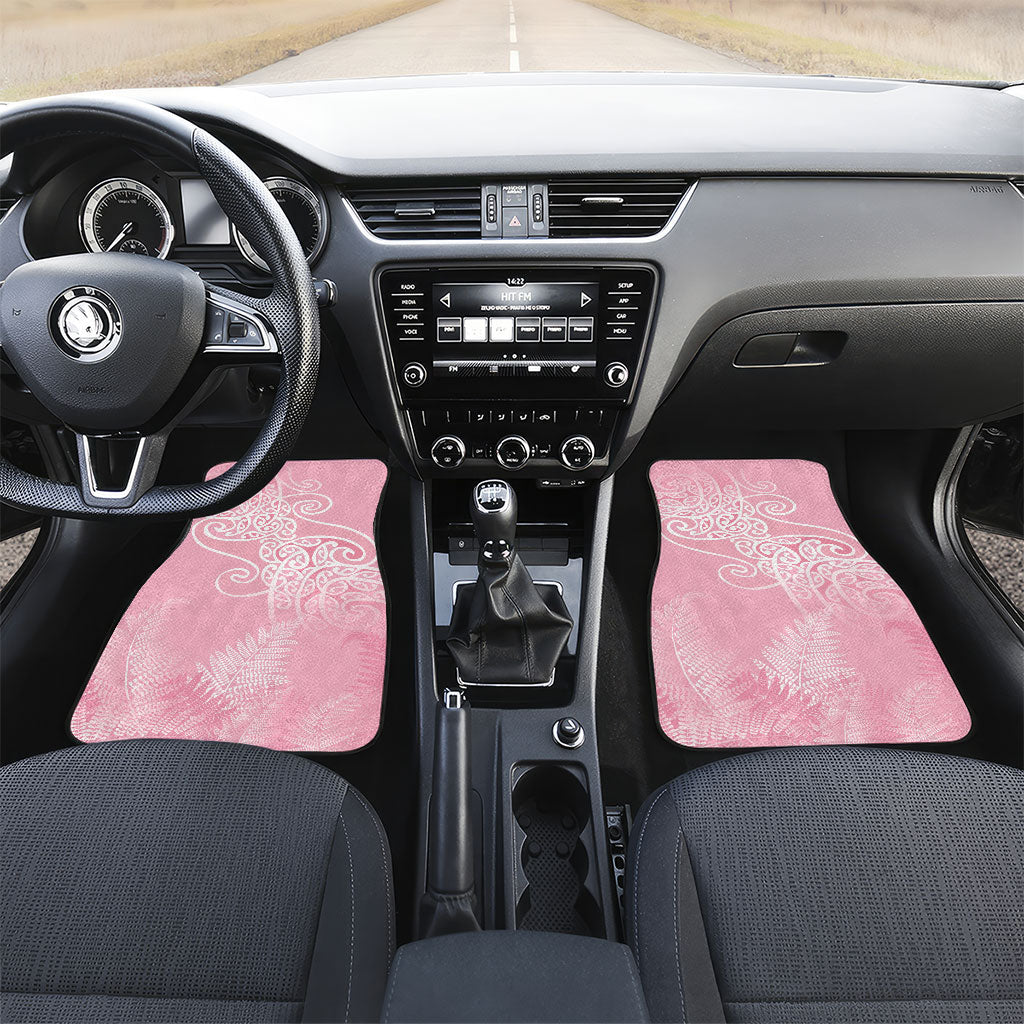 Aotearoa Maori Koru Curves Car Mats Silver Ferns - Rose Pink