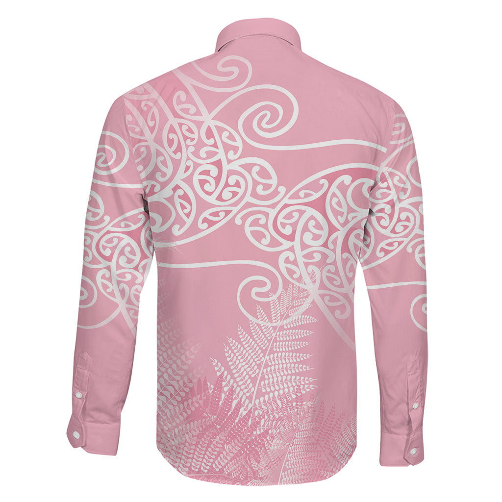 Aotearoa Maori Koru Curves Family Matching Puletasi and Hawaiian Shirt Silver Ferns - Rose Pink