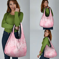 Aotearoa Maori Koru Curves Grocery Bag Silver Ferns - Rose Pink