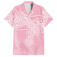 Aotearoa Maori Koru Curves Hawaiian Shirt Silver Ferns - Rose Pink