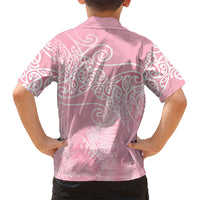 Aotearoa Maori Koru Curves Hawaiian Shirt Silver Ferns - Rose Pink