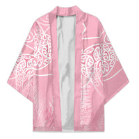 Aotearoa Maori Koru Curves Kimono Silver Ferns - Rose Pink
